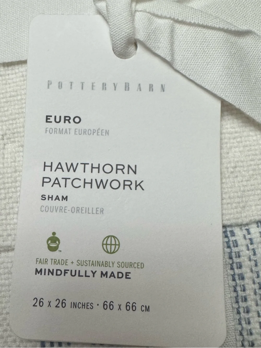 Pottery Barn Hawthorn Handcrafted Patchwork Quilted Euro Shams Set of Two